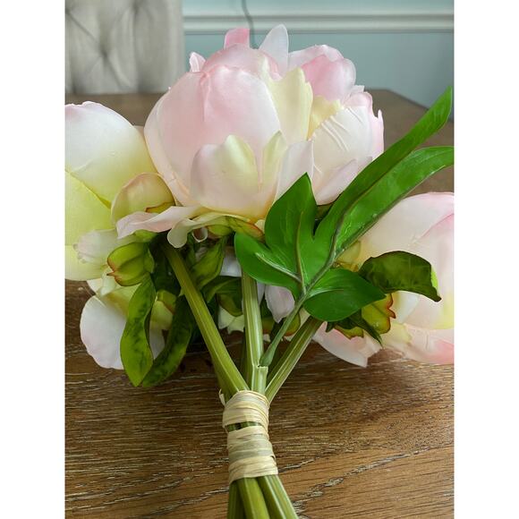 Pink Cream-colored Artificial Peony Bouquet 10" - Picture 4 of 4